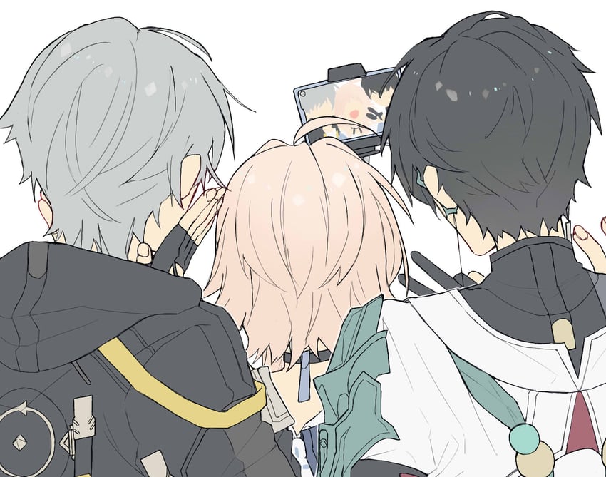 trailblazer, march 7th, caelus, and dan heng (honkai and 1 more) drawn by iiiiiiitto_all