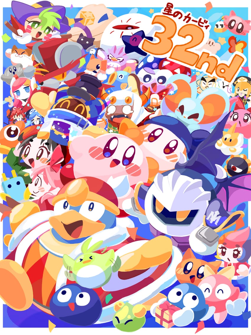 kirby, meta knight, king dedede, magolor, bandana waddle dee, and 34 more (kirby and 9 more) drawn by omame_sakana