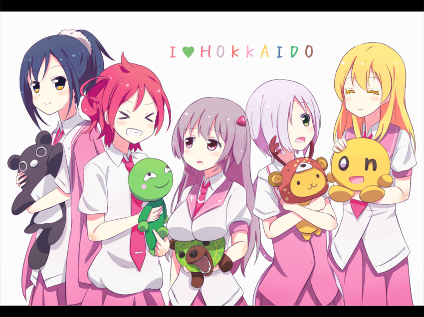 maya yukiko, motouchi naruka, iwadate yuan, shishihara sawaya, and himori chikako (saki) drawn by sakasana_(kaisen_teikoku)