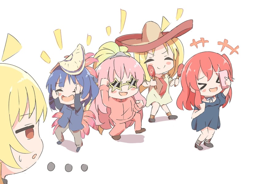 gotoh hitori, kita ikuyo, ijichi nijika, yamada ryo, and ijichi seika (bocchi the rock!) drawn by kaai_yuu