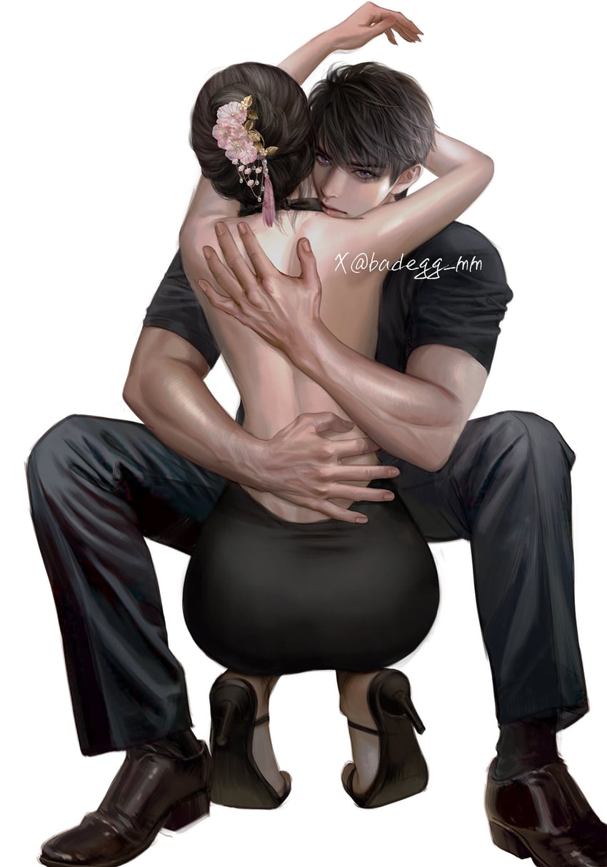 protagonist and caleb (love and deepspace) drawn by badegg-mm