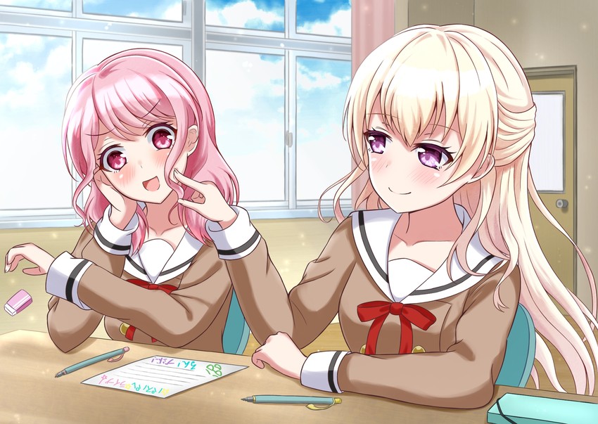 maruyama aya and shirasagi chisato (bang dream!) drawn by crouching_start