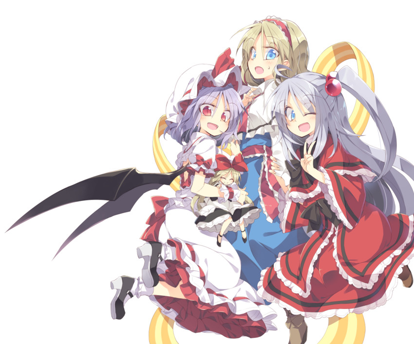 remilia scarlet, alice margatroid, shanghai doll, and shinki (touhou) drawn by satou_kibi
