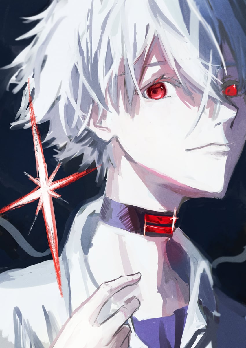 nagisa kaworu (neon genesis evangelion and 2 more) drawn by glass_hari