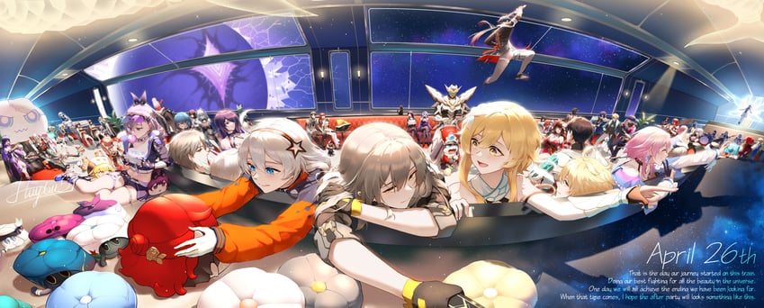 lumine, trailblazer, firefly, aether, stelle, and 61 more (genshin impact and 4 more) drawn by huybu51