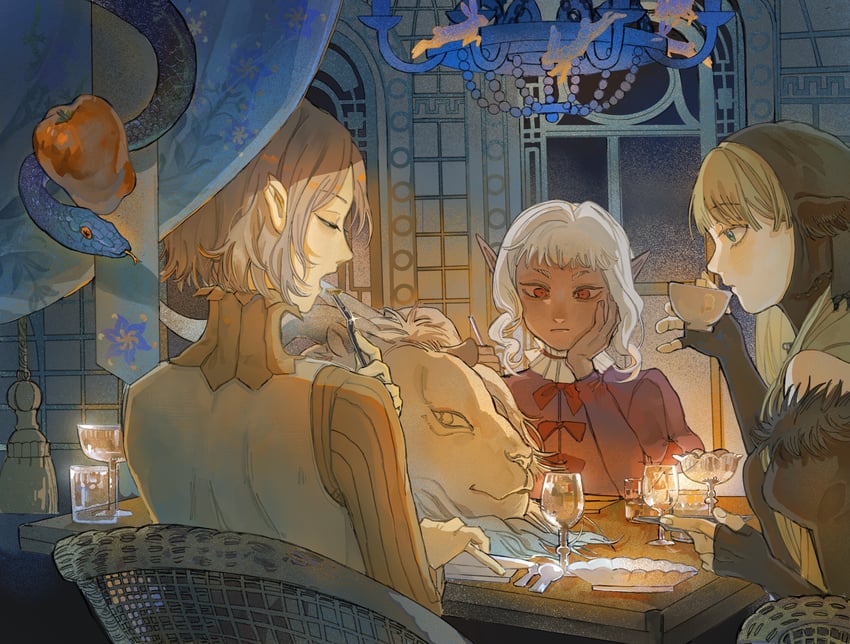 marcille donato, mithrun, thistle, and winged lion (dungeon meshi) drawn by dingdingzi63890