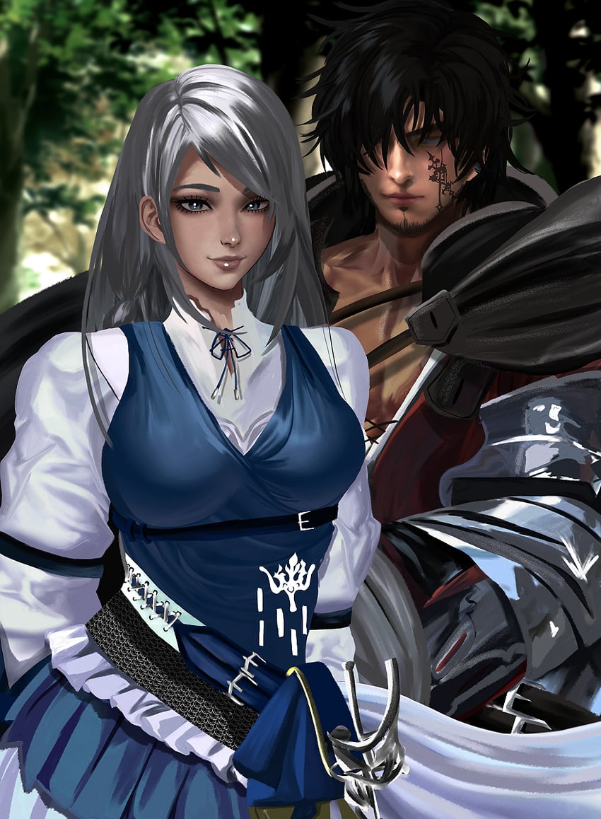 clive rosfield and jill warrick (final fantasy and 1 more) drawn by kittymiya