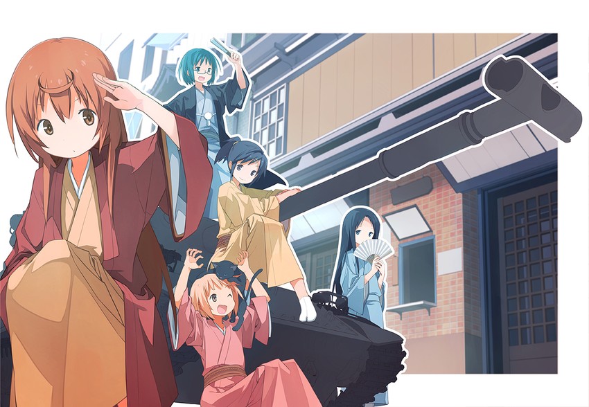 buratei marii, kuurubiyuutei gankyou, bouhatei tetora, anrakutei kukuru, and haroukitei kigurumi (joshiraku) drawn by yuguru