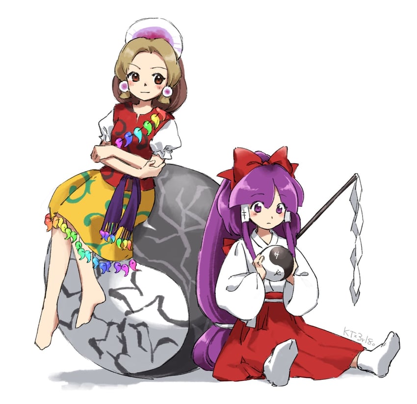 hakurei reimu, tamatsukuri misumaru, and shingyoku (touhou) drawn by kaigen_1025