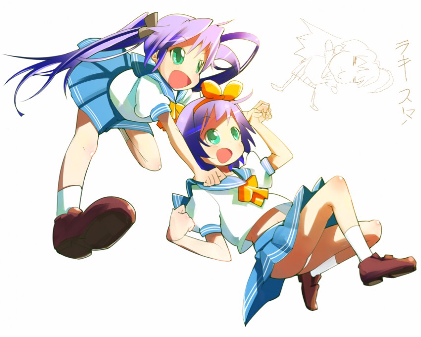 hiiragi kagami and hiiragi tsukasa (lucky star) drawn by harepore