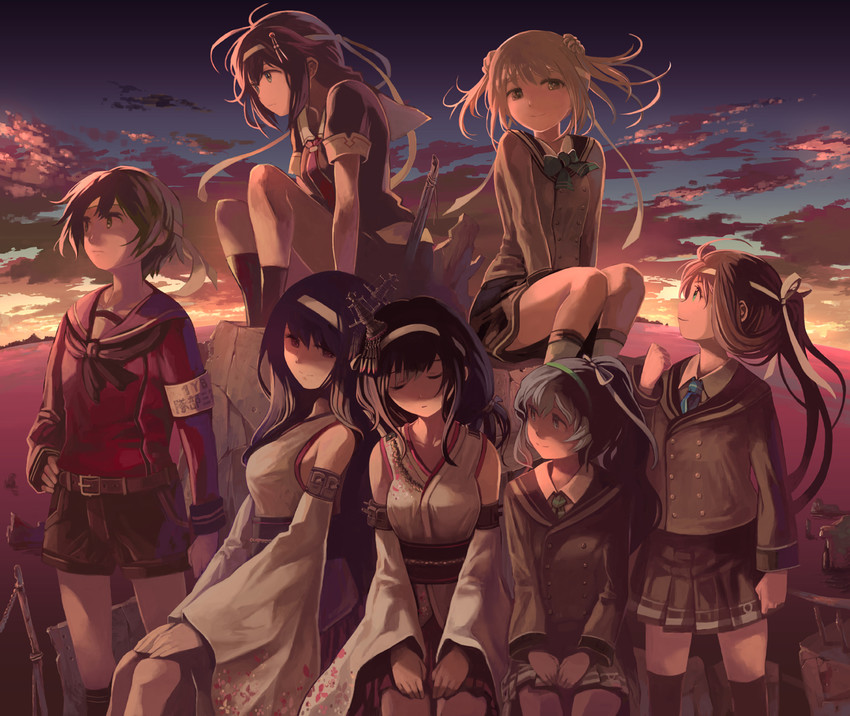 shigure, shigure kai ni, yamashiro, fusou, mogami, and 5 more (kantai collection) drawn by mat_(seiga38529)