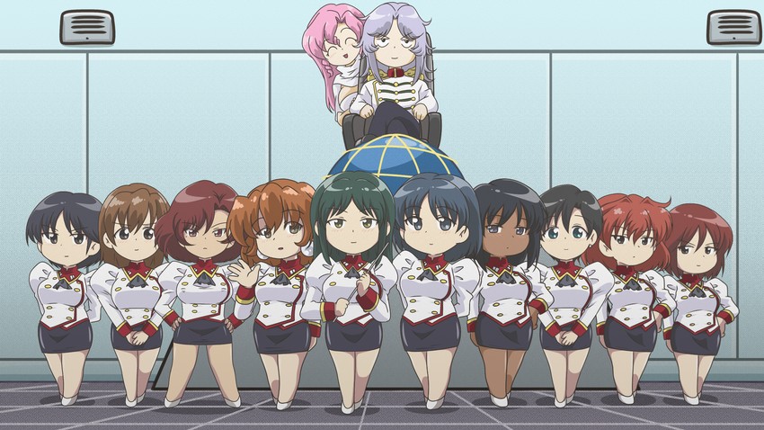 white delmo, delmo commander, adjutant, white delmo n, neena hagen, and 4 more (aika and 1 more) drawn by kuroyoshi