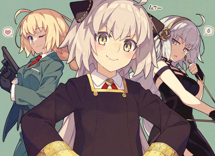 jeanne d'arc alter, yor briar, jeanne d'arc, anya, twilight, and 1 more (fate and 2 more) drawn by saipaco