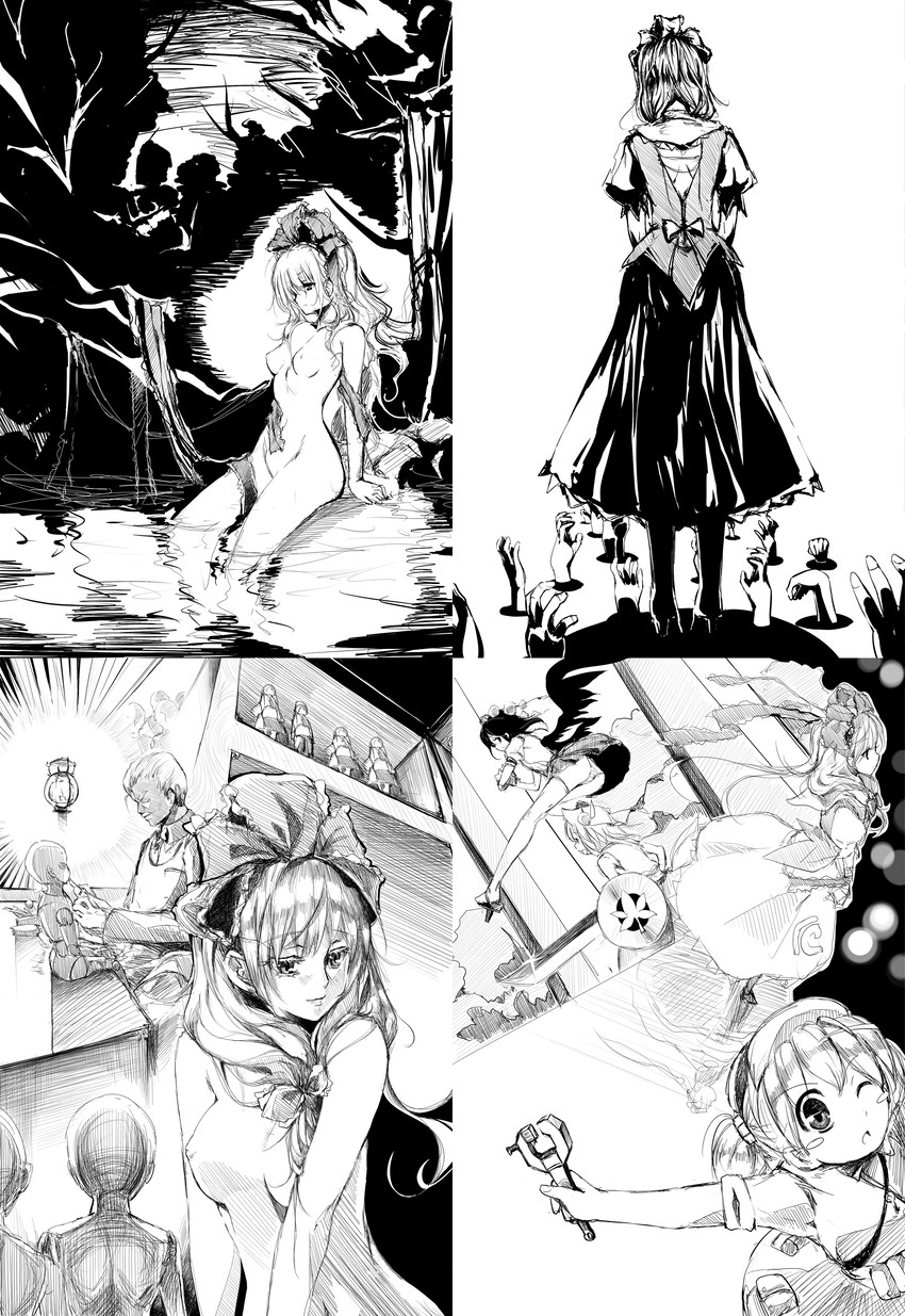shameimaru aya, inubashiri momiji, kawashiro nitori, and kagiyama hina (touhou) drawn by cofepig