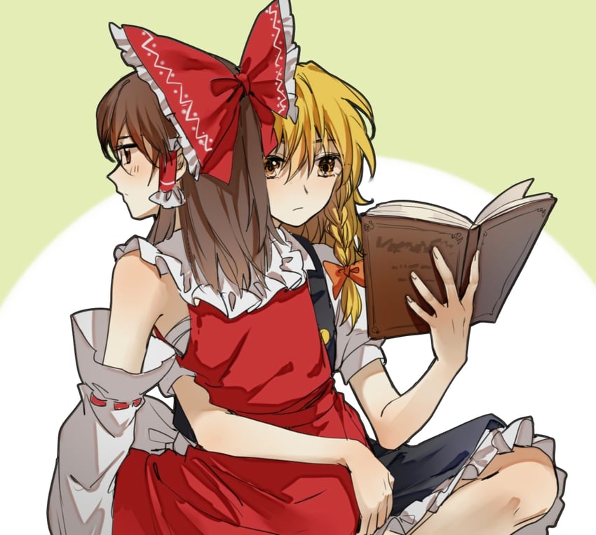 hakurei reimu and kirisame marisa (touhou) drawn by aihara-rina