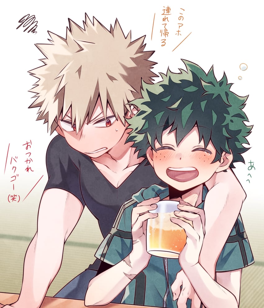 midoriya izuku and bakugou katsuki (boku no hero academia) drawn by morino_(ktdk_0141)