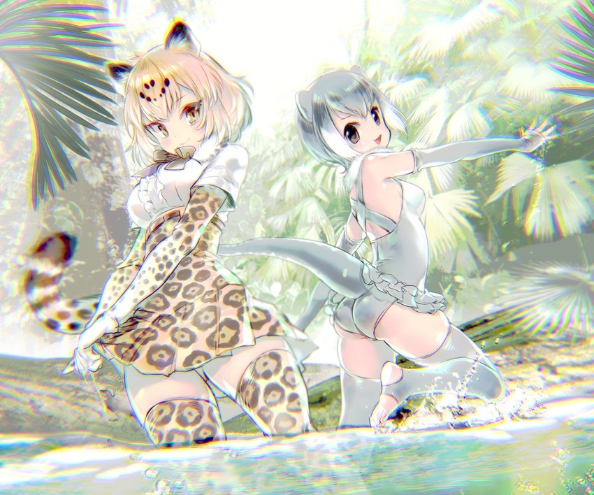 jaguar and small-clawed otter (kemono friends) drawn by pottsness