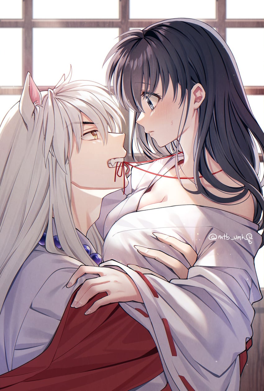 inuyasha and higurashi kagome (inuyasha) drawn by motobi_(mtb_umk)