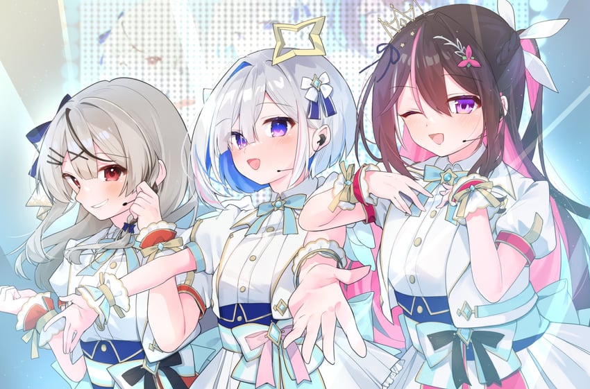 sakamata chloe, amane kanata, and azki (hololive) drawn by eme_(emeralda)