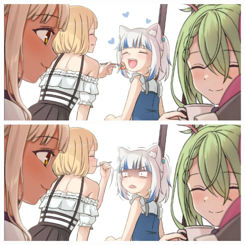 gawr gura, watson amelia, ceres fauna, and tsukumo sana (hololive and 1 more) drawn by zeng$_(zwj)