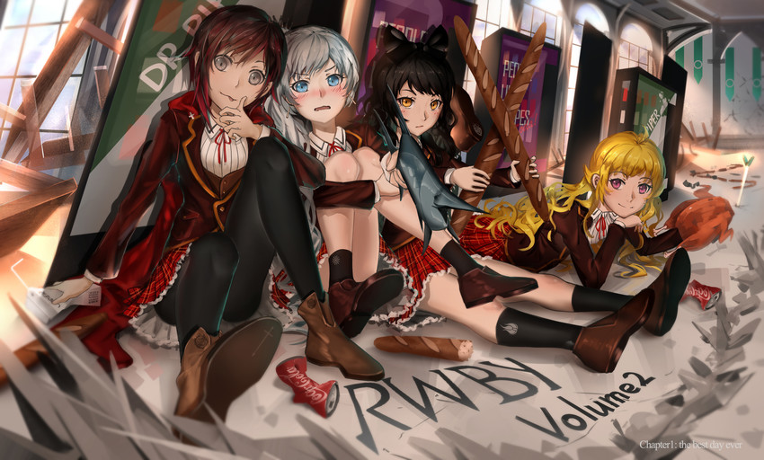 ruby rose, weiss schnee, yang xiao long, and blake belladonna (rwby and 1 more) drawn by lu"