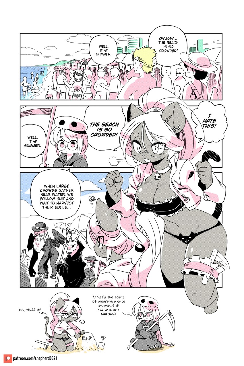 grim reaper, kuro, and charles darwin (modern mogal) drawn by shepherd0821