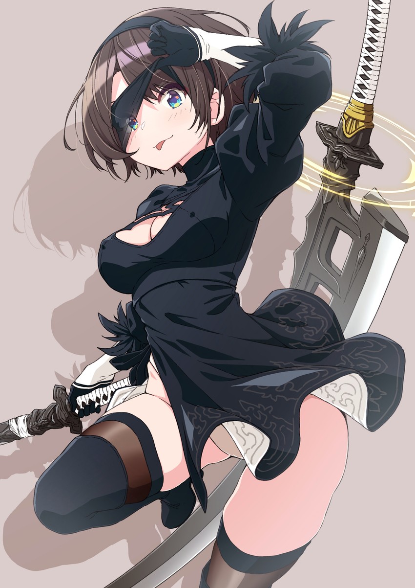 2b and oozora subaru (hololive and 2 more) drawn by asanaya