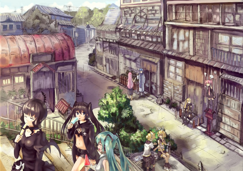 hatsune miku, kagamine rin, kagamine len, megurine luka, kasane teto, and 4 more (vocaloid and 2 more) drawn by yinzhai
