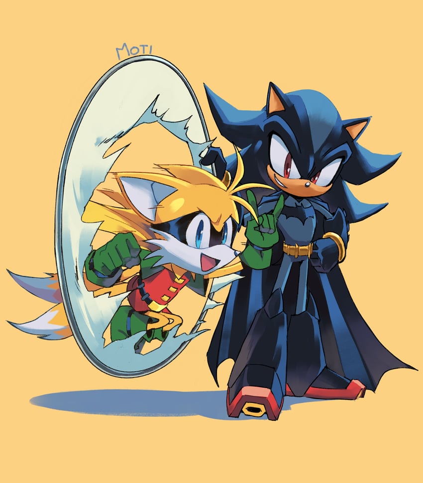 shadow the hedgehog, tails, batman, and robin (sonic and 2 more) drawn by supsross