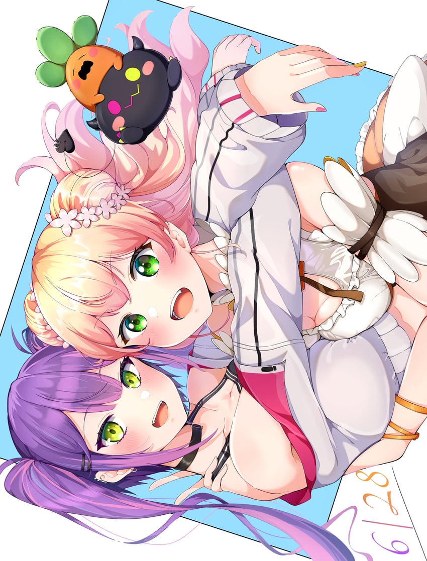 tokoyami towa, momosuzu nene, bibi, and nekko (hololive) drawn by okome_0628