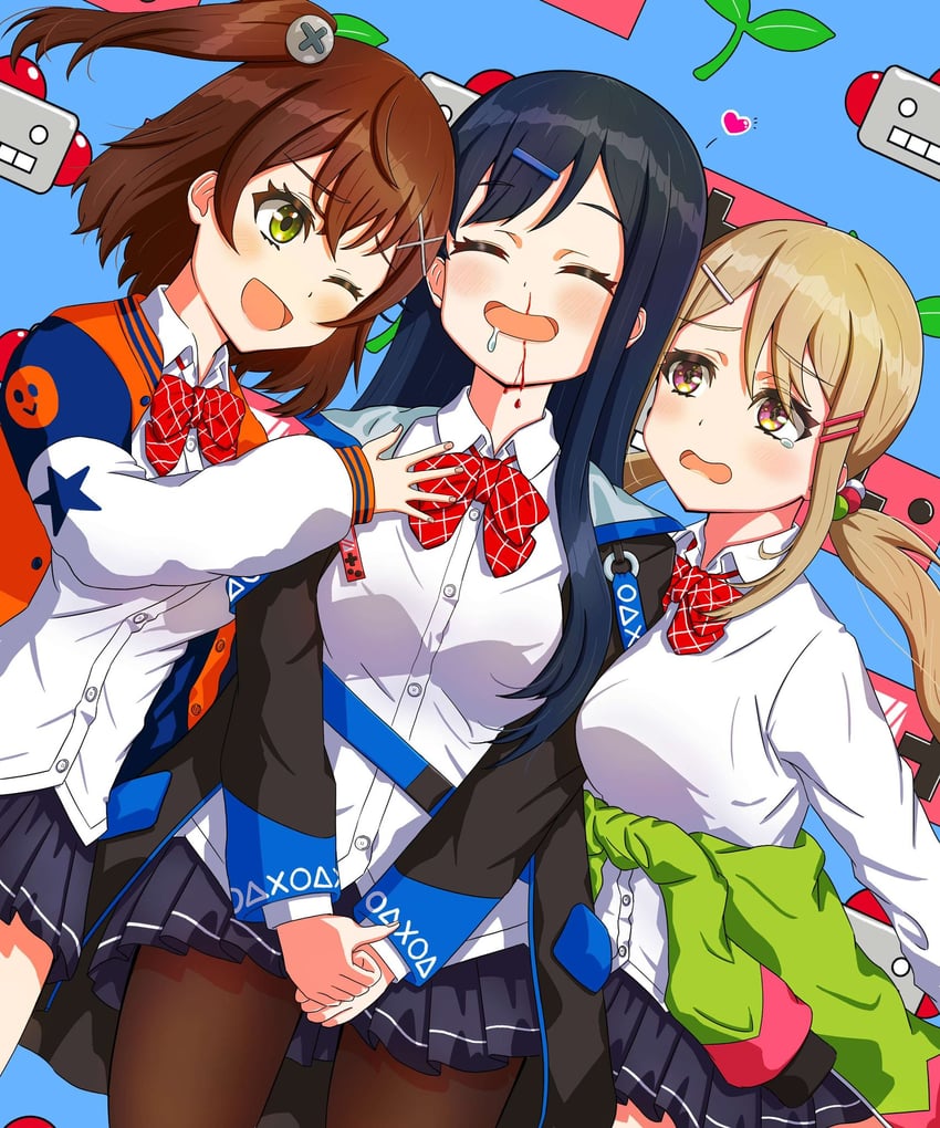 hidaka reina, shinonome kazune, and kayano futaba (denonbu) drawn by mimorian1986628