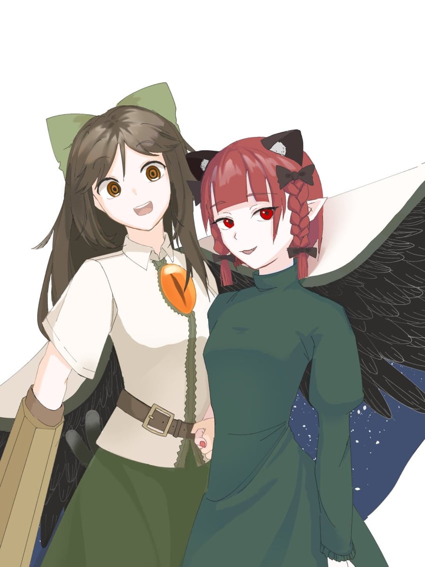 kaenbyou rin and reiuji utsuho (touhou) drawn by touco_to