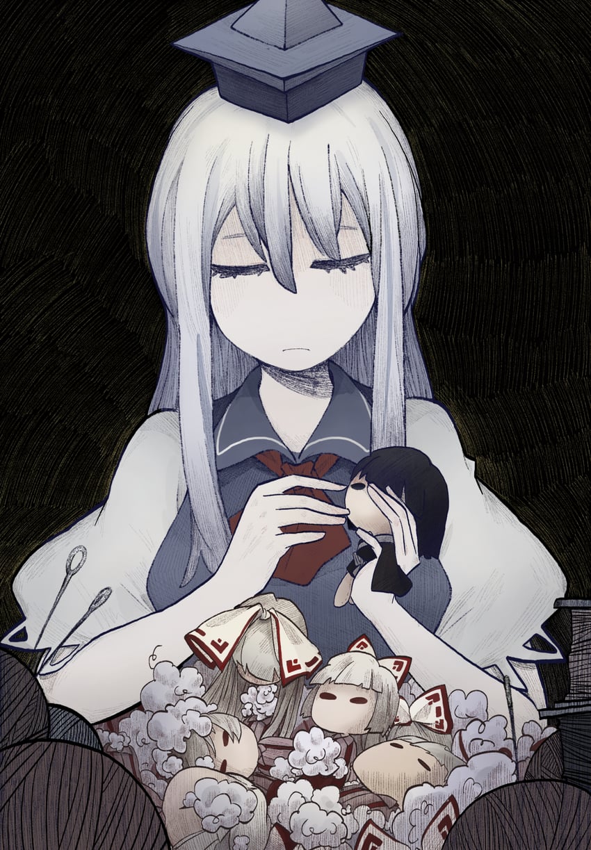 fujiwara no mokou and kamishirasawa keine (touhou) drawn by xmzhier