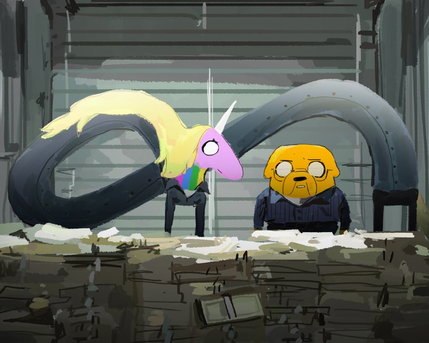jake the dog, walter white, lady rainicorn, and skyler white (adventure time and 1 more) drawn by benadieshekiel