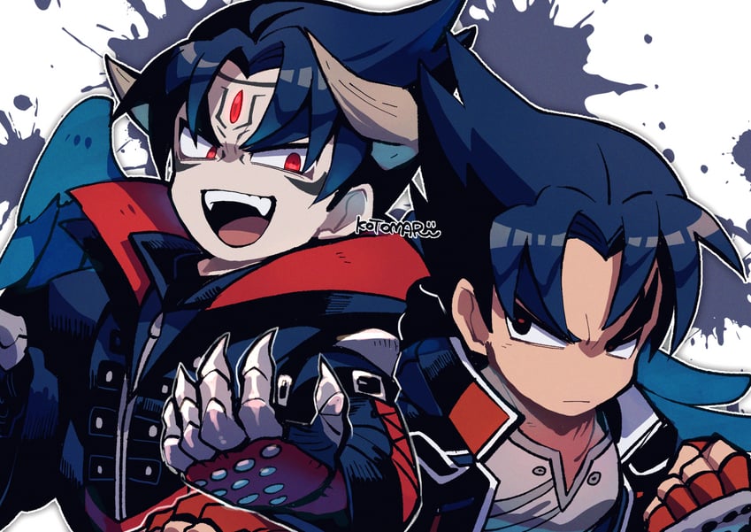 kazama jin and devil jin (tekken) drawn by kotorai