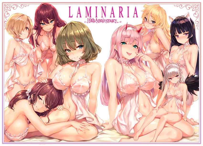 shirasaka koume, suigintou, takagaki kaede, zero two, ichinose shiki, and 3 more (idolmaster and 5 more) drawn by shiokonbu