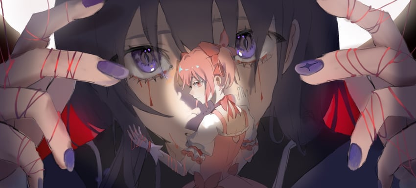akemi homura and kaname madoka (mahou shoujo madoka magica) drawn by xianghuai09210