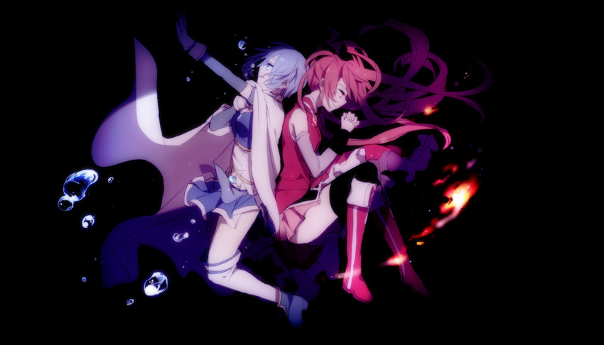 miki sayaka and sakura kyoko (mahou shoujo madoka magica) drawn by hiiragi_fuyuki