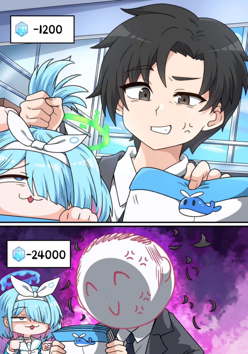 sensei, doodle sensei, and arona (blue archive and 1 more) drawn by devil_yanghyeok
