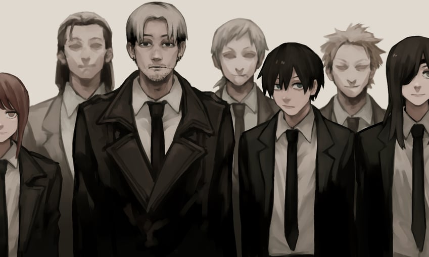 makima, hayakawa aki, himeno, kishibe, barem bridge, and 2 more (chainsaw man) drawn by nakano_(2_mannaka)