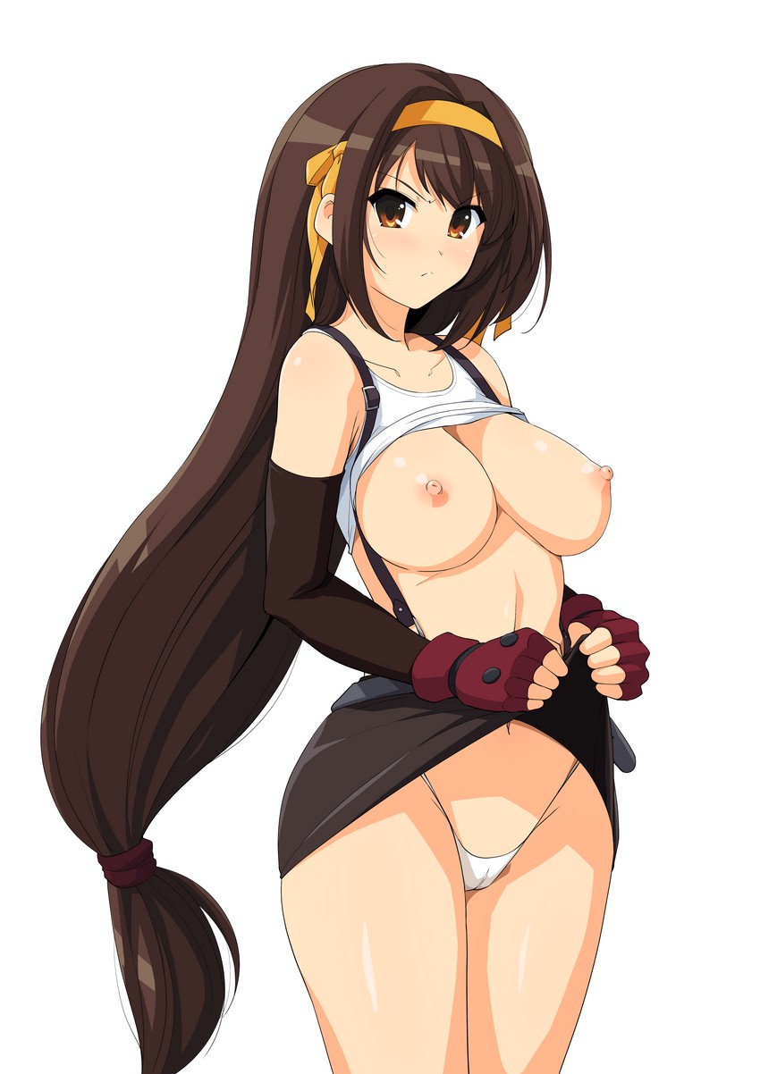 tifa lockhart and suzumiya haruhi (final fantasy and 2 more) drawn by haruhisky