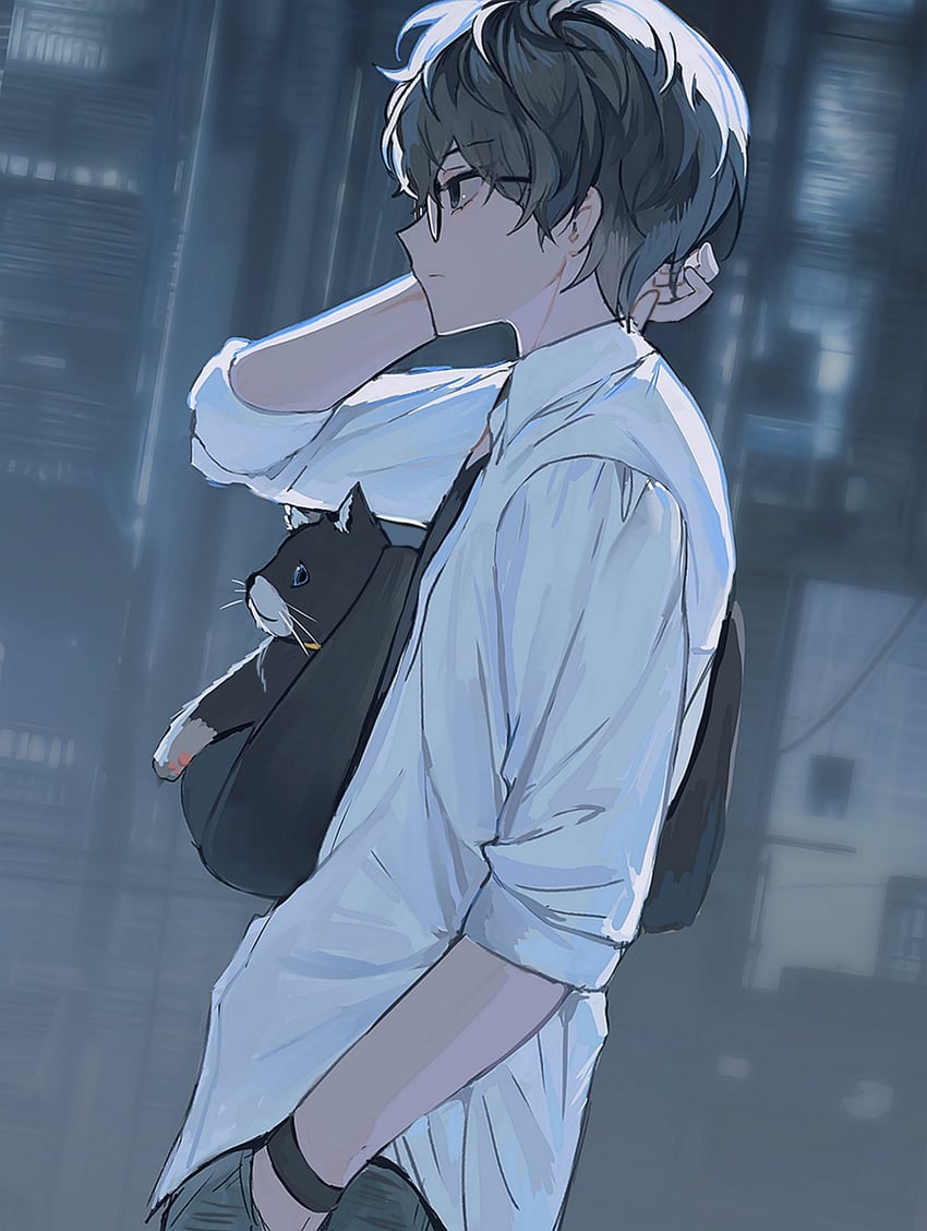 amamiya ren and morgana (persona and 1 more) drawn by shad0wrb