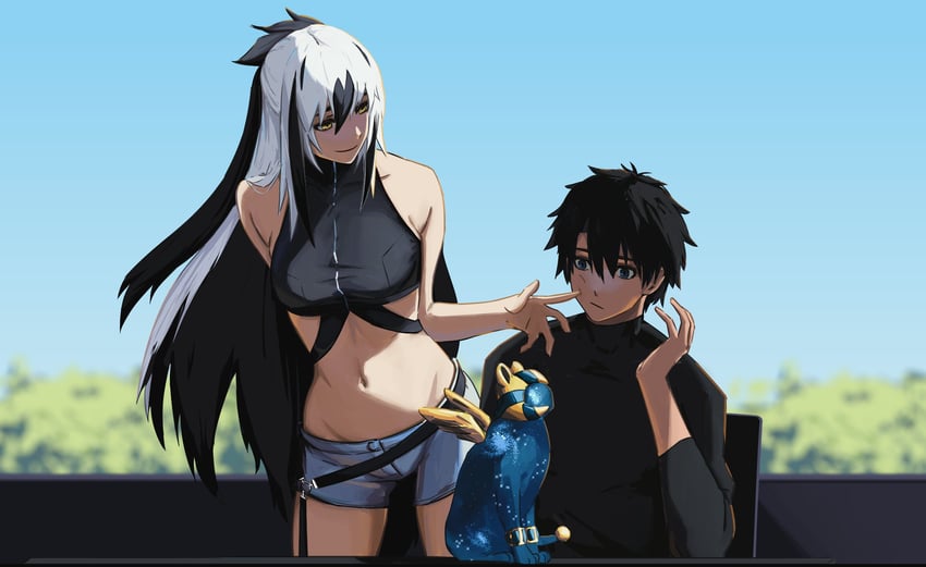 fujimaru ritsuka, nagao kagetora, uesugi kenshin, and sphinx awlad (fate and 1 more) drawn by paperpillar