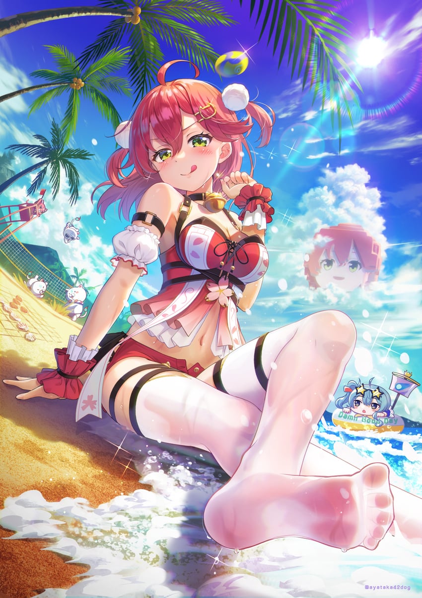 hoshimachi suisei, sakura miko, 35p, and kintoki (hololive) drawn by ayataka