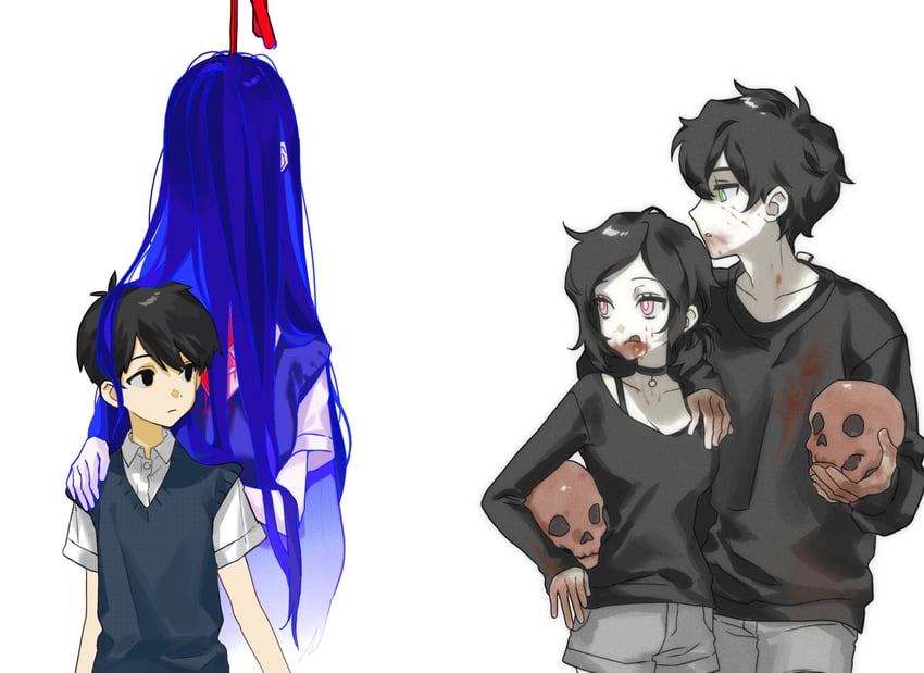 sunny, mari, ashley graves, and andrew graves (omori and 1 more) drawn by jjojjo110110