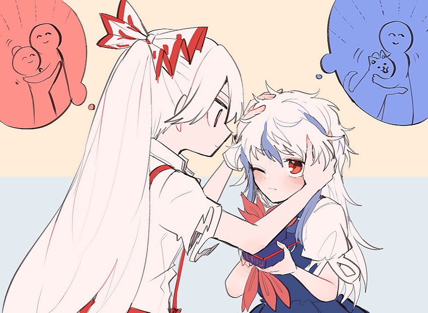 fujiwara no mokou and kamishirasawa keine (touhou) drawn by itomugi-kun