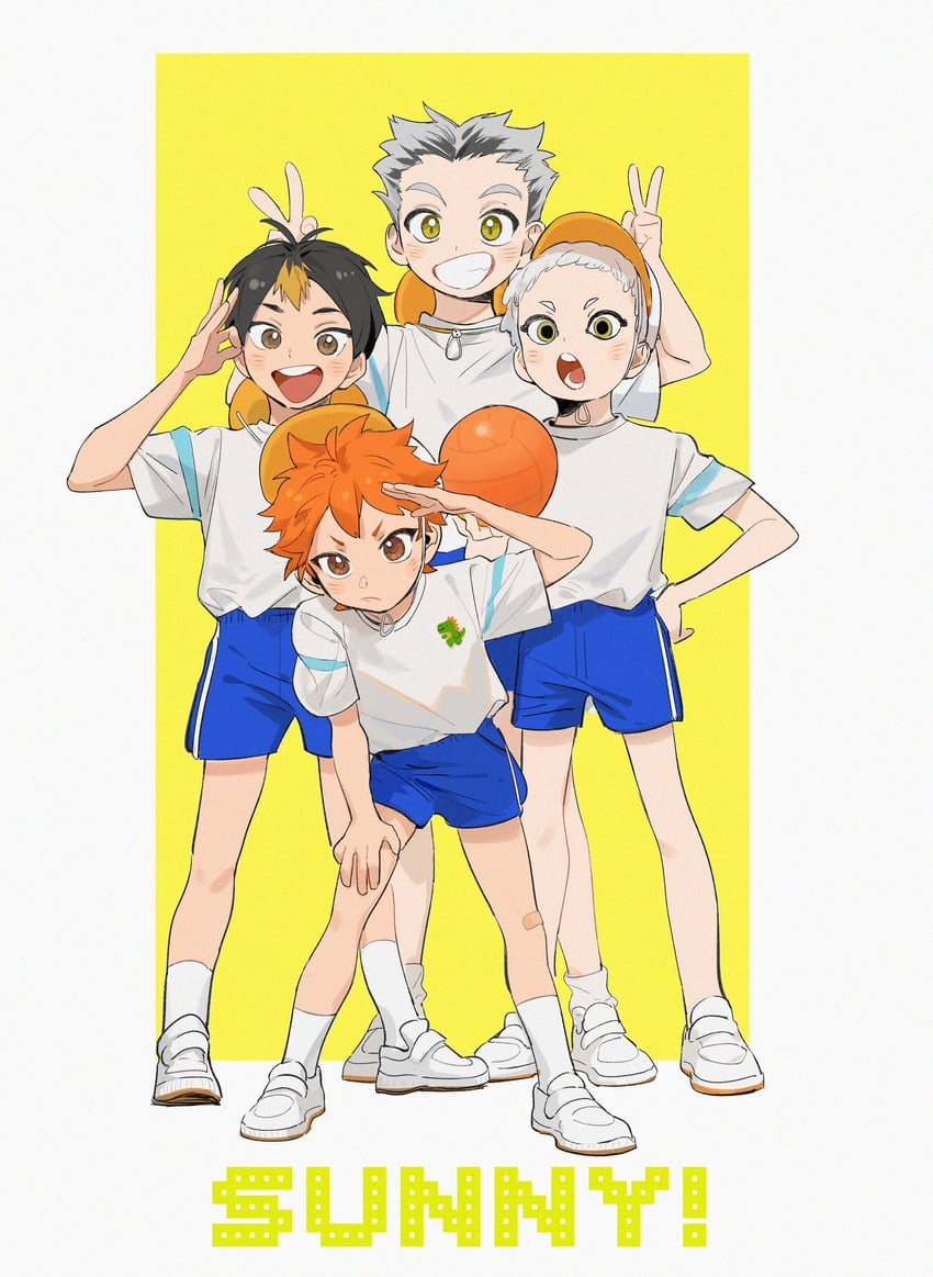 hinata shouyou, bokuto koutarou, nishinoya yuu, and hoshiumi kourai (haikyuu!!) drawn by annsmow