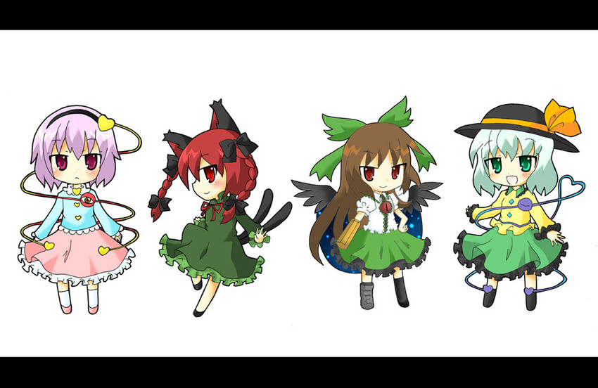 komeiji koishi, komeiji satori, kaenbyou rin, and reiuji utsuho (touhou) drawn by takahashi_kanon