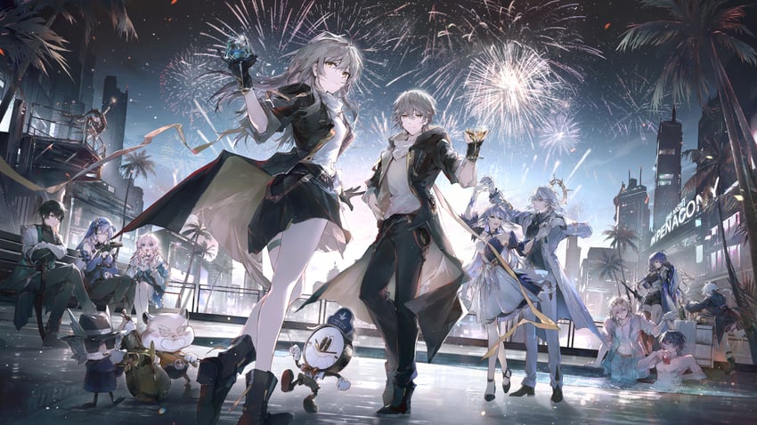 trailblazer, stelle, march 7th, acheron, caelus, and 11 more (honkai and 1 more) drawn by cheonyeon-hi