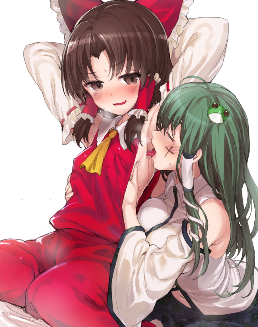 hakurei reimu, kochiya sanae, benikurage, and paseri (touhou and 1 more) drawn by mutsutake